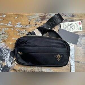 NWT- Valentino Orlandi Black Nylon crossbody belt bag